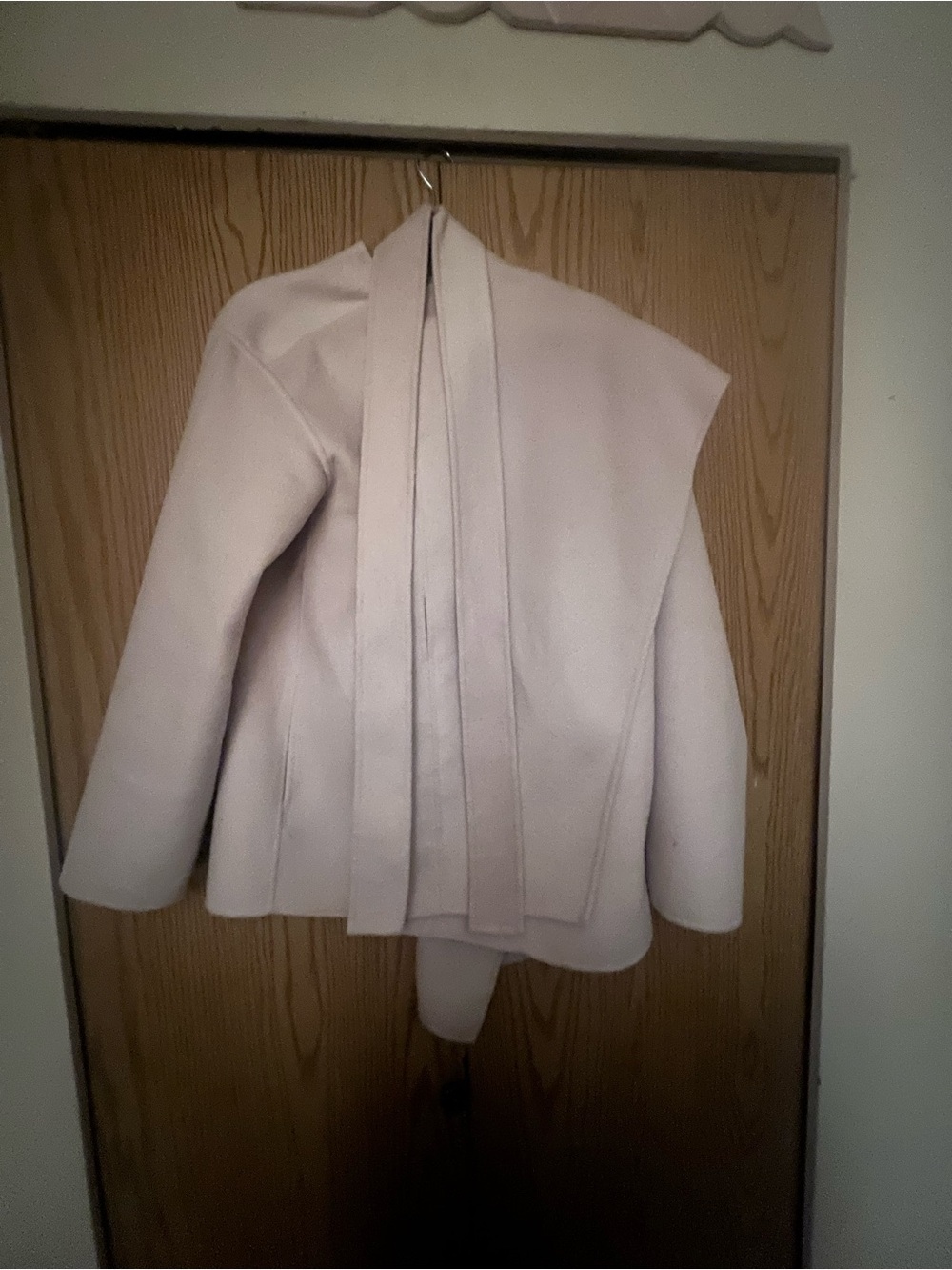 Women’s Cream Wrap Coat with Self-Tie Belt